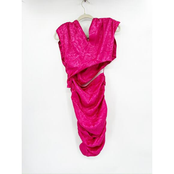 Ronny Kobo Kyle Pink Asymmetric Cutout Ruched Sleeveless Dress Size S - Picture 4 of 4
